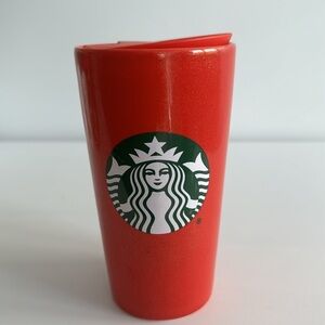 Starbucks Red Travel Mug with Gold Shimmer with Lid 12 fl oz EUC